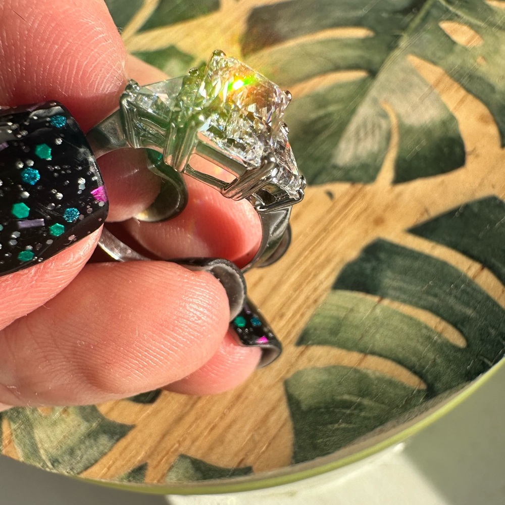 CARAT.cc 3 Carat Radiant Trilogy Ring with 9k White Gold - $500 - Picture 5 of 5